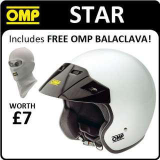 SC607 OMP STAR OPEN FACE HELMET M 57 59cm WHITE BIKES KARTING TRACK 