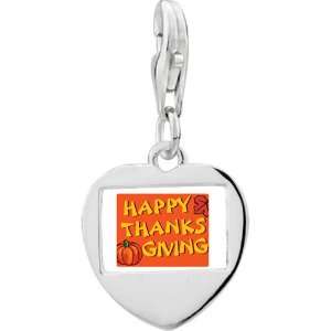  Pugster 925 Sterling Silver Happy Thanksgiving Photo Heart 