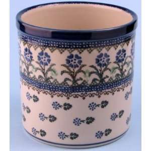  Polish Pottery Lg. Utensil Crock / Jar 5 3/4 H x 5 3/4 