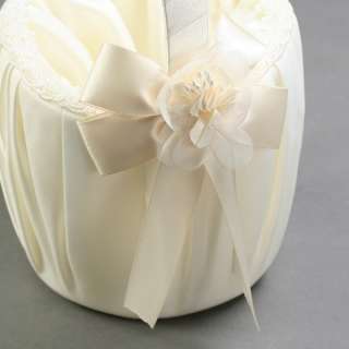 Ivory Cream Satin Flower Girl Basket Wedding Floral NEW  
