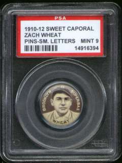 1910 P2 Sweet Caporal Pin Zach Wheat SL PSA 9 Brooklyn  
