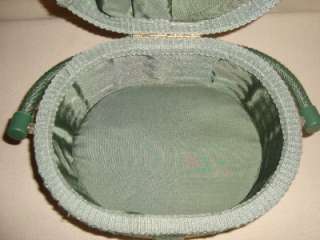 Green Wicker Sewing Basket  