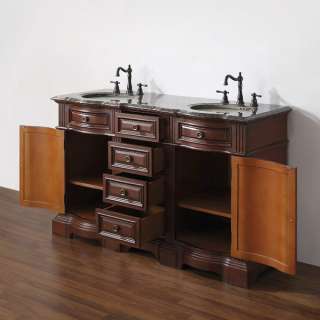   WOOD Double Sink Cabinet Bathroom Vanity 1 Baltic Brown Granite Top