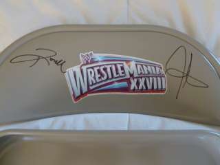WWE WRESTLEMANIA signed autographed steel chair The Rock John Cena 
