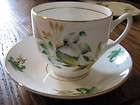 Vintage 4 Cup & Saucer Sets Green Yellow White Lilies D