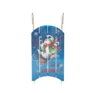   Hand Painted Let It Snow Wall Decor Christmas Sled