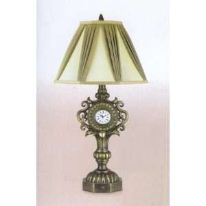  Scroll Traditional Table Lamp With Clock