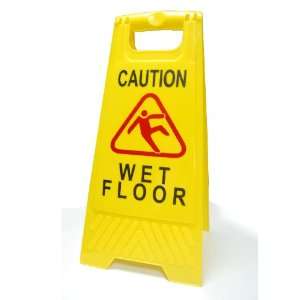  2 Sided Floor Stand Sign   CAUTION WET FLOOR, Yellow, 11 