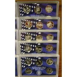   Complete 5 Coin 2004 S Proof Clad State Quarter Set 