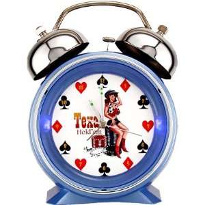  Twin Bell Neonique Texas Holdem Alarm Clock SS 10702 