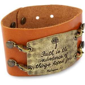   Mango with Brass Sentiment Faith is the Wide Cuff Bracelet Jewelry